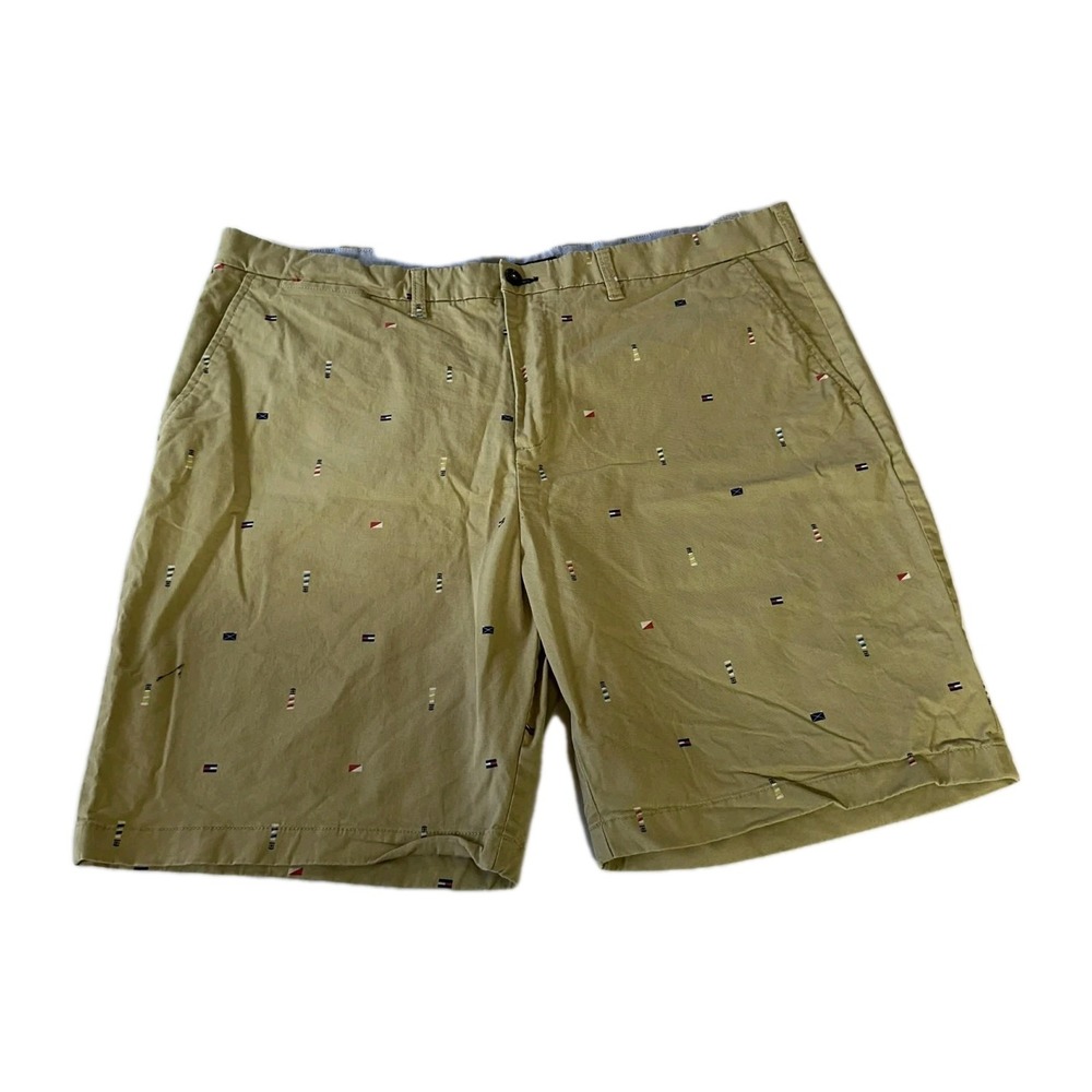 Tommy Hilfiger Mens Sz 42 Shorts Khaki 5 Pockets USA‎ Soft Cotton Stretch EUC
